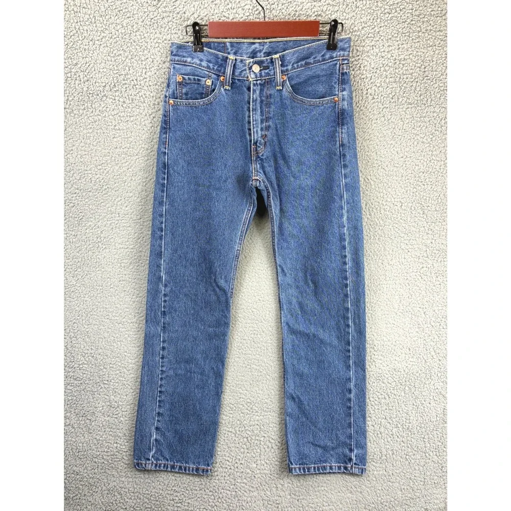 Levis 505 Regular Fit Straight Leg Denim Jeans Mens 29x30 Blue Classic Western